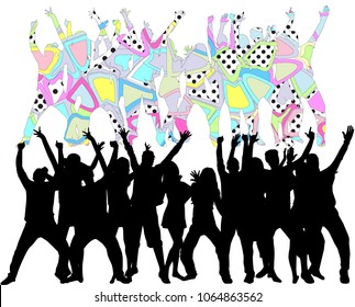 Dancing people silhouettes. Abstract background.