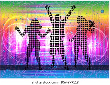 Dancing people silhouettes. Abstract background.