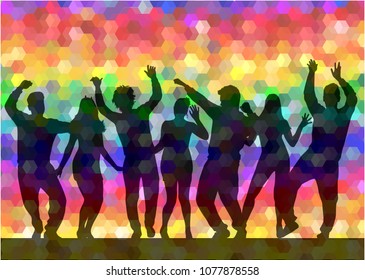 Dancing people silhouettes. Abstract background.