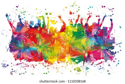 Dancing people silhouettes. Abstract background.