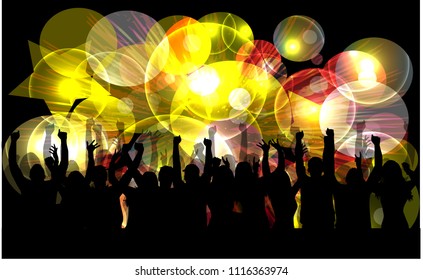 Dancing people silhouettes. Abstract background.