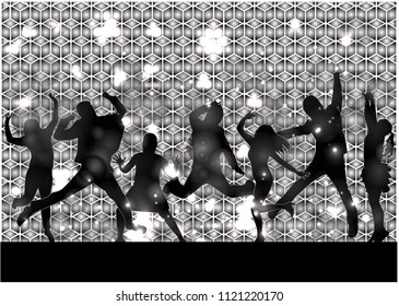 Dancing people silhouettes. Abstract background.