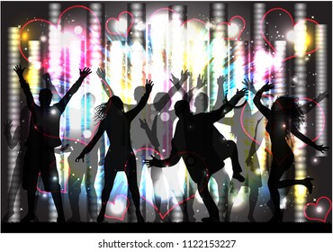 Dancing people silhouettes. Abstract background.
