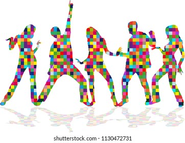 Dancing people silhouettes. Abstract background.
