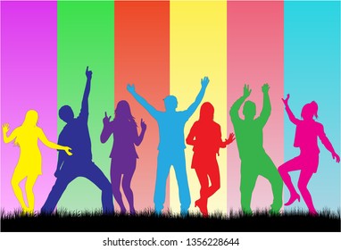 Dancing people silhouettes. Abstract background.