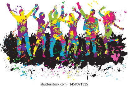 Dancing people silhouettes. Abstract background.