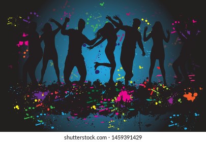 Dancing people silhouettes. Abstract background.