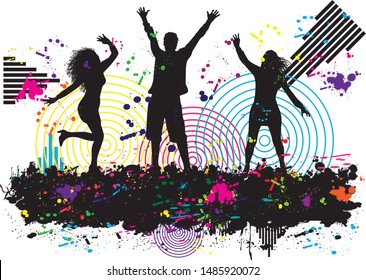 Dancing people silhouettes. Abstract background.