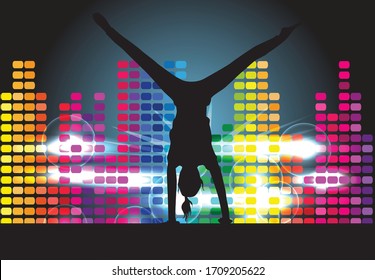 Dancing people silhouettes. Abstract background.