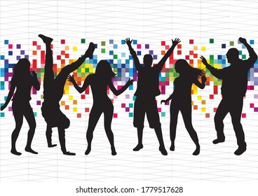 Dancing people silhouettes. Abstract background.
