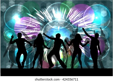 Dancing people silhouettes. Abstract background.
