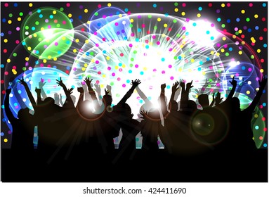 Dancing people silhouettes. Abstract background.