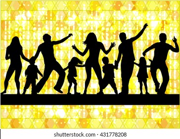 Dancing people silhouettes. Abstract background.