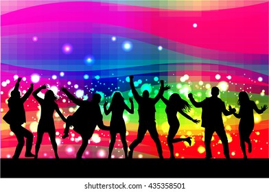 Dancing people silhouettes. Abstract background.