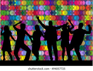 Dancing people silhouettes. Abstract background.