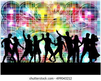 Dancing people silhouettes. Abstract background.