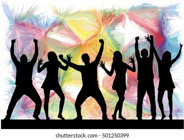 Dancing people silhouettes. Abstract background.
