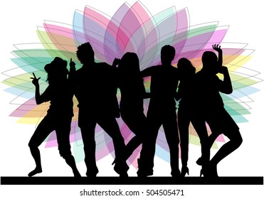 Dancing people silhouettes. Abstract background.