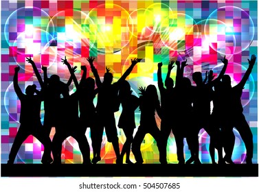 Dancing people silhouettes. Abstract background.