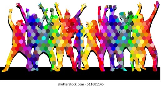 Dancing people silhouettes. Abstract background.