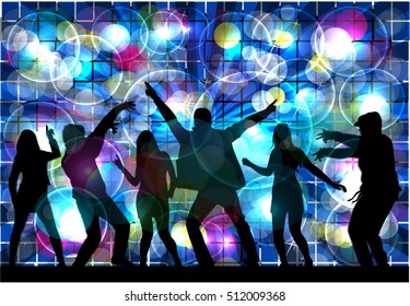 Dancing people silhouettes. Abstract background.