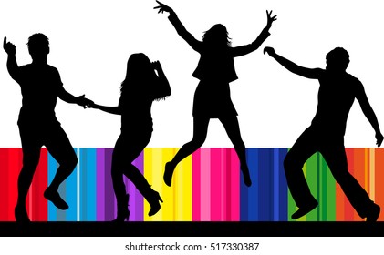 Dancing people silhouettes. Abstract background.