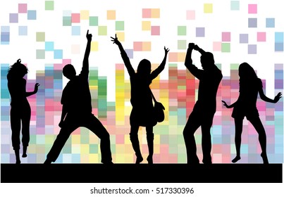 Dancing people silhouettes. Abstract background.