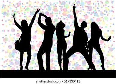 Dancing people silhouettes. Abstract background.