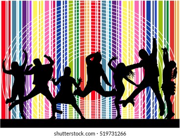 Dancing people silhouettes. Abstract background.