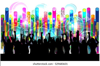 Dancing people silhouettes. Abstract background.