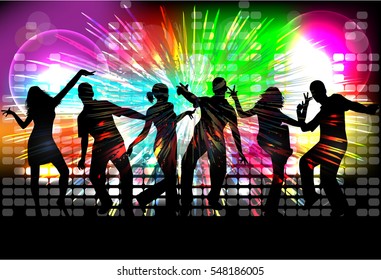 Dancing people silhouettes. Abstract background.