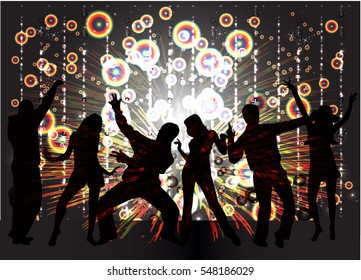 Dancing people silhouettes. Abstract background.