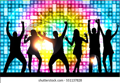 Dancing people silhouettes. Abstract background.