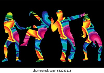 Dancing people silhouettes. Abstract background.