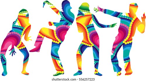 Dancing people silhouettes. Abstract background.