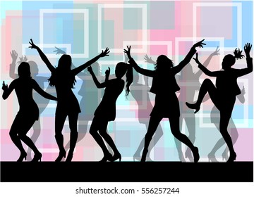 Dancing people silhouettes. Abstract background.