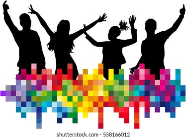 Dancing people silhouettes. Abstract background.