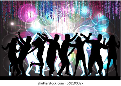 Dancing people silhouettes. Abstract background.