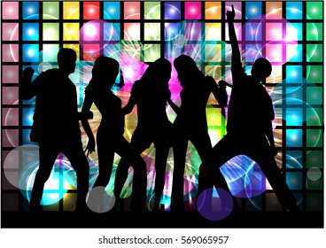 Dancing people silhouettes. Abstract background.