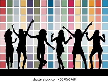 Dancing people silhouettes. Abstract background.