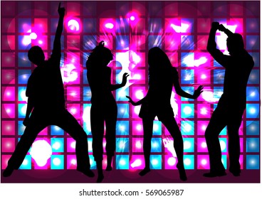 Dancing people silhouettes. Abstract background.