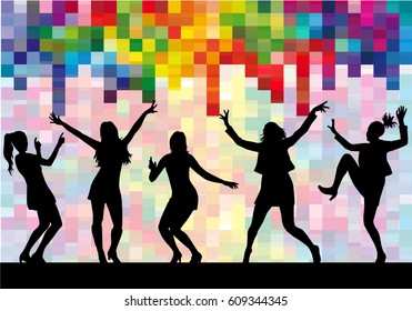 Dancing people silhouettes. Abstract background.