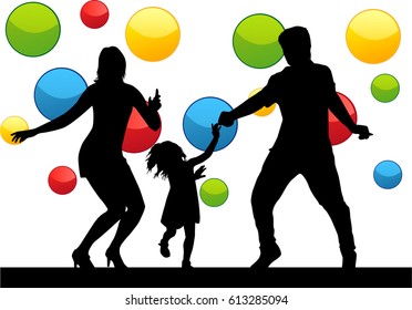 Dancing people silhouettes. Abstract background.