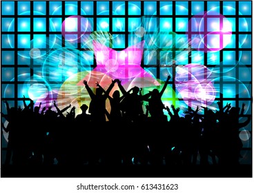 Dancing people silhouettes. Abstract background.