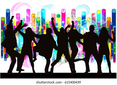 Dancing people silhouettes. Abstract background.