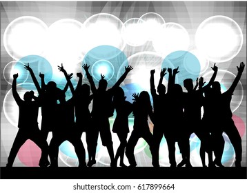 Dancing people silhouettes. Abstract background.