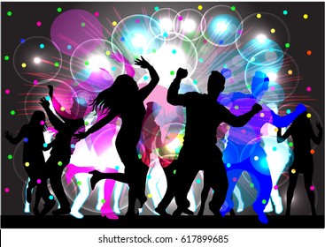 Dancing people silhouettes. Abstract background.