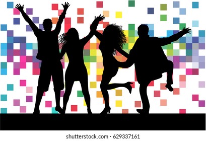 Dancing people silhouettes. Abstract background.