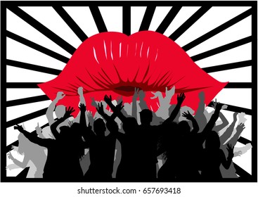 Dancing people silhouettes. Abstract background.