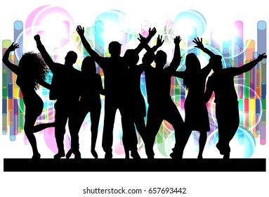 Dancing people silhouettes. Abstract background.